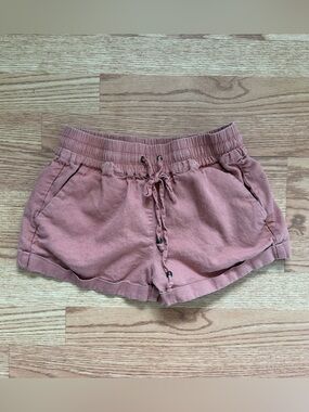 Dusty Rose Drawstring Athletic Shorts
